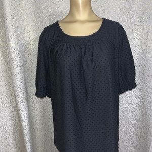 J Crew Women's Black Short Sleeve Peasant Top, NWOT, Medium